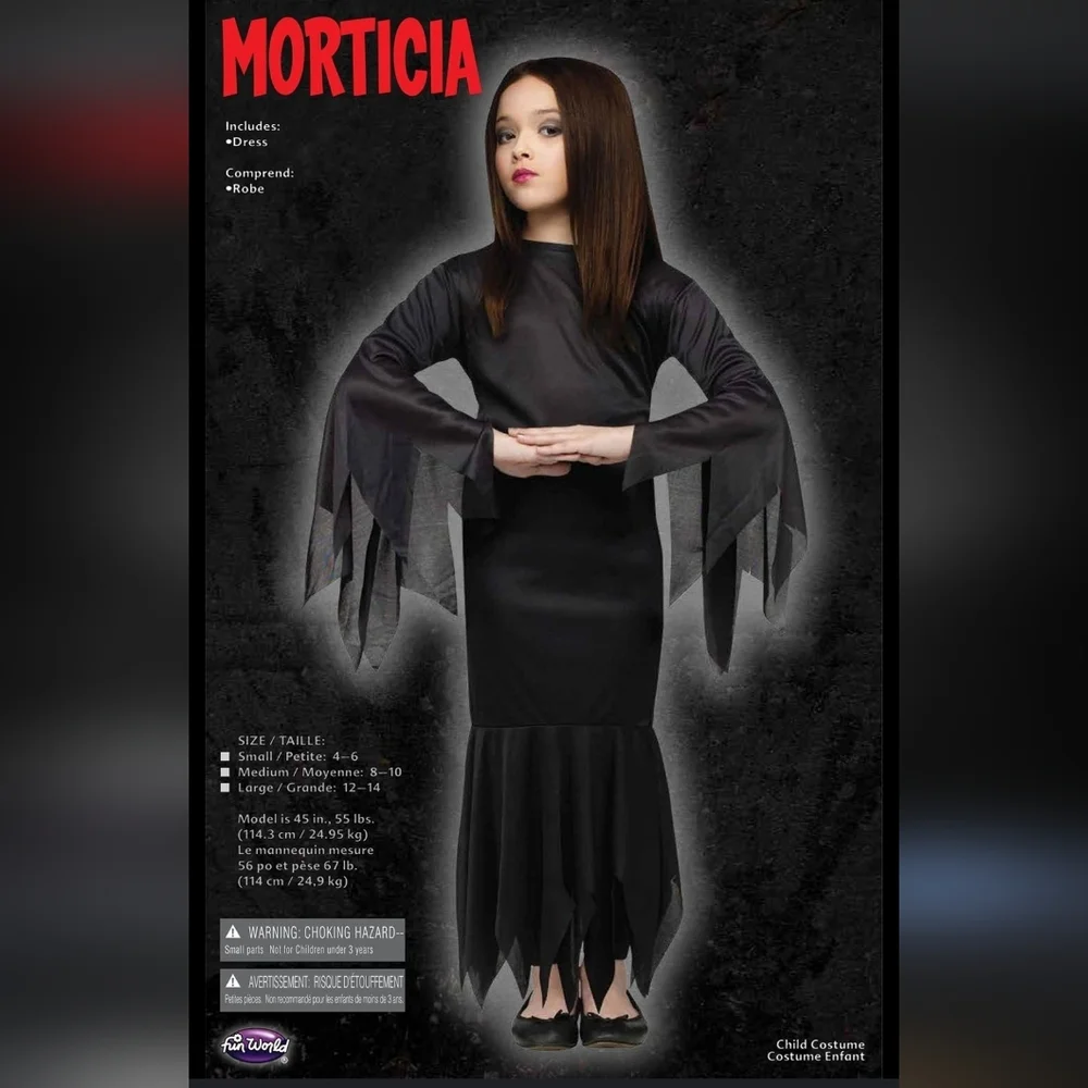 Addams Family Madam Morticia Costume by Fun World Size Medium 10/12